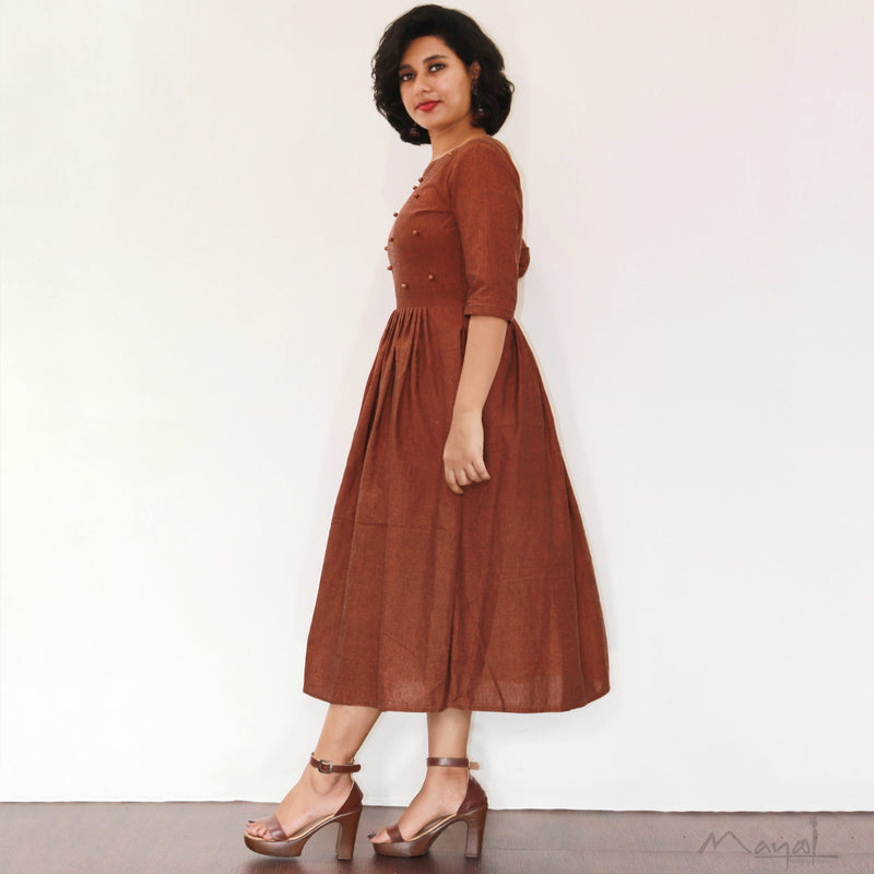 Burnt Orange Fit & Flare Dresses
