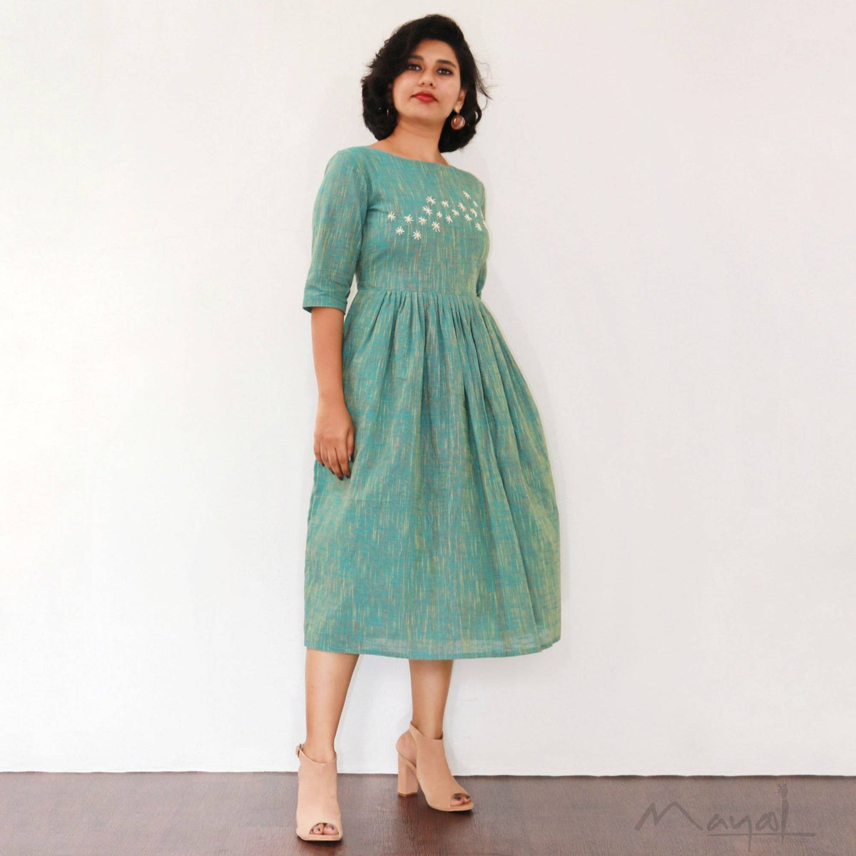 Turquoise Blue Fit and Flare Dresses