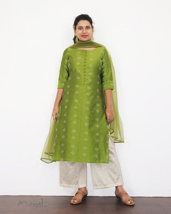 Apple Green Silk Cotton Kurta