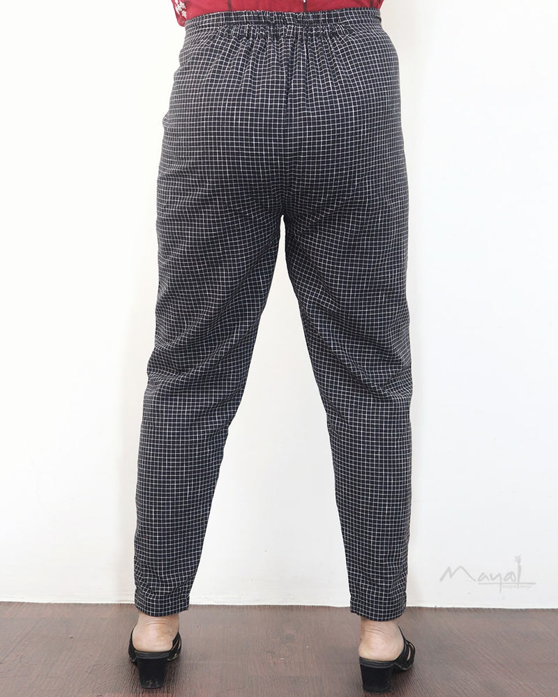 Black Checks Cotton Formal Fit Pant