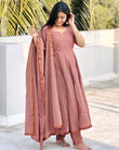 Brownish Pink Handloom Cotton Anarkali Dresses
