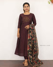 Deep Burgundy Box Pleated Aline Kurta