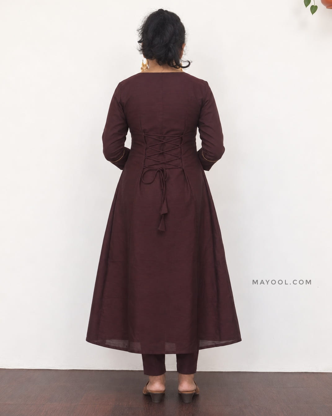 Deep Burgundy Box Pleated Aline Kurta