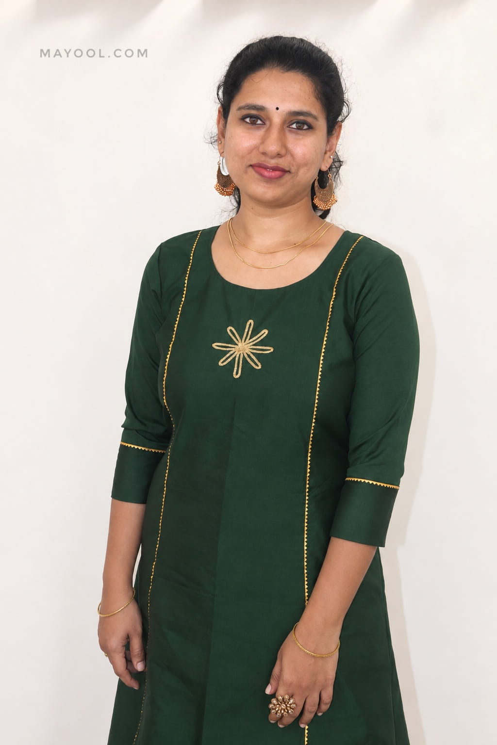 Deep Forest Green Panel Cut Aline Kurta