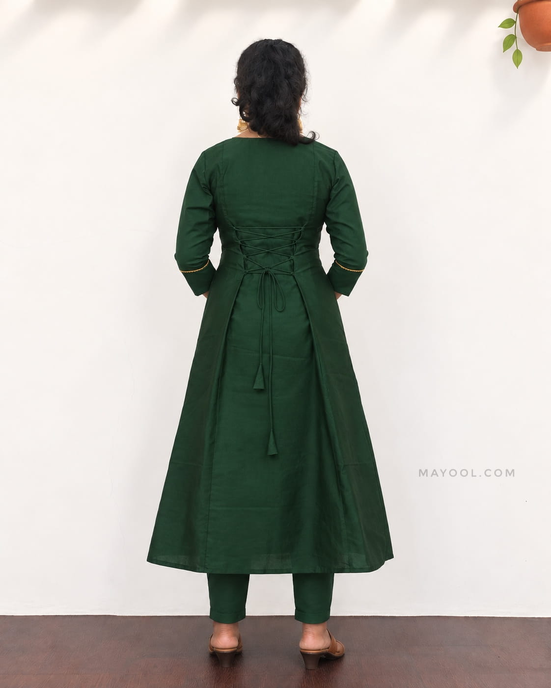 Deep Forest Green Panel Cut Aline Kurta