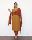 Mustard Yellow Jacquard Cotton Kurta