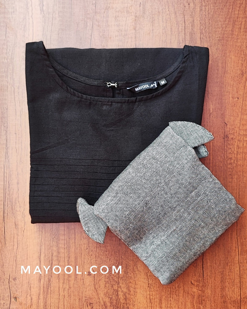Black Cotton Kurta