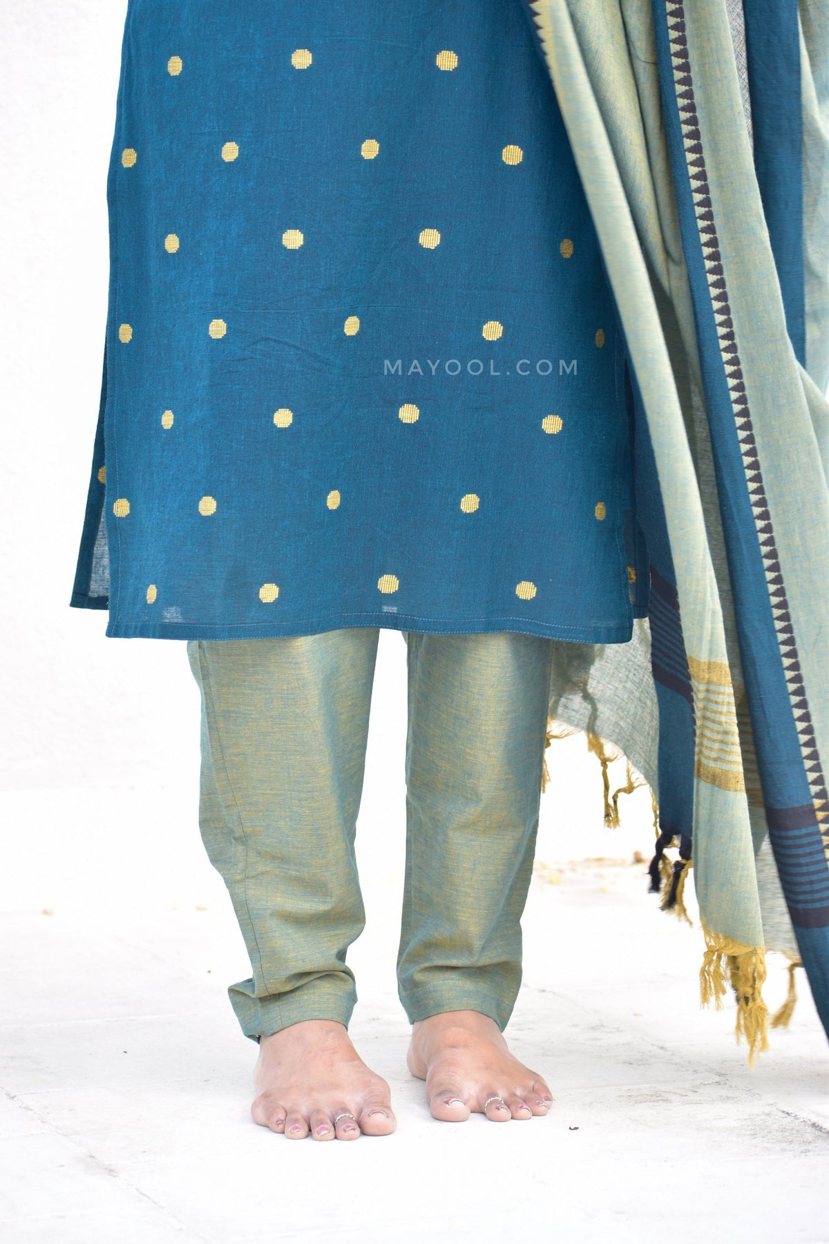 Imperial Blue Jacquard Cotton Kurta
