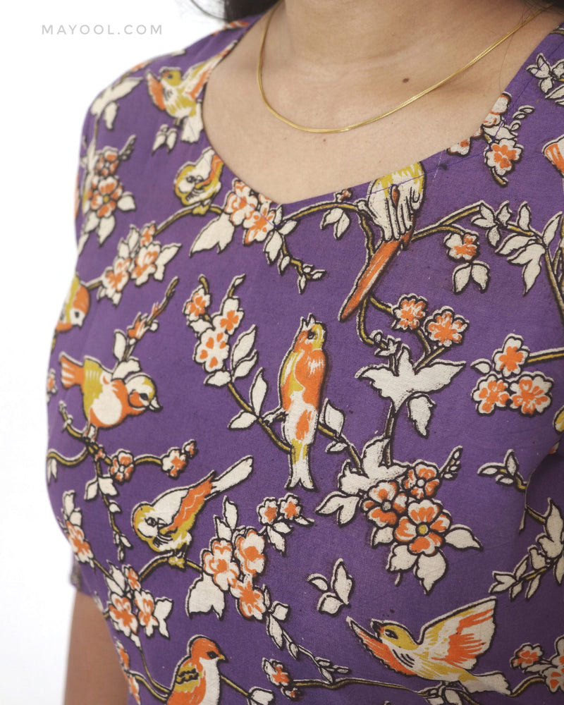 Lavender Kalamkari Cotton Kurta