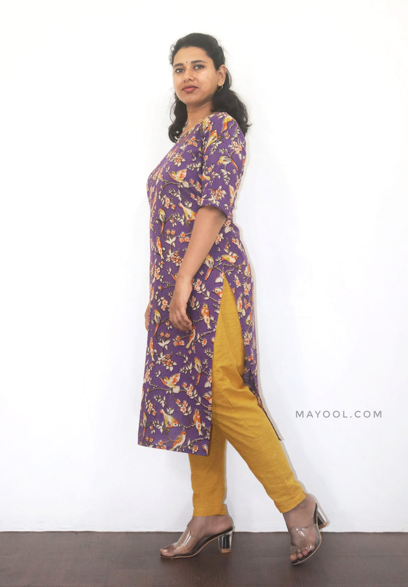 Lavender Kalamkari Cotton Kurta