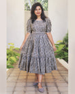 Smoke Green Two Tier Flare Dresses