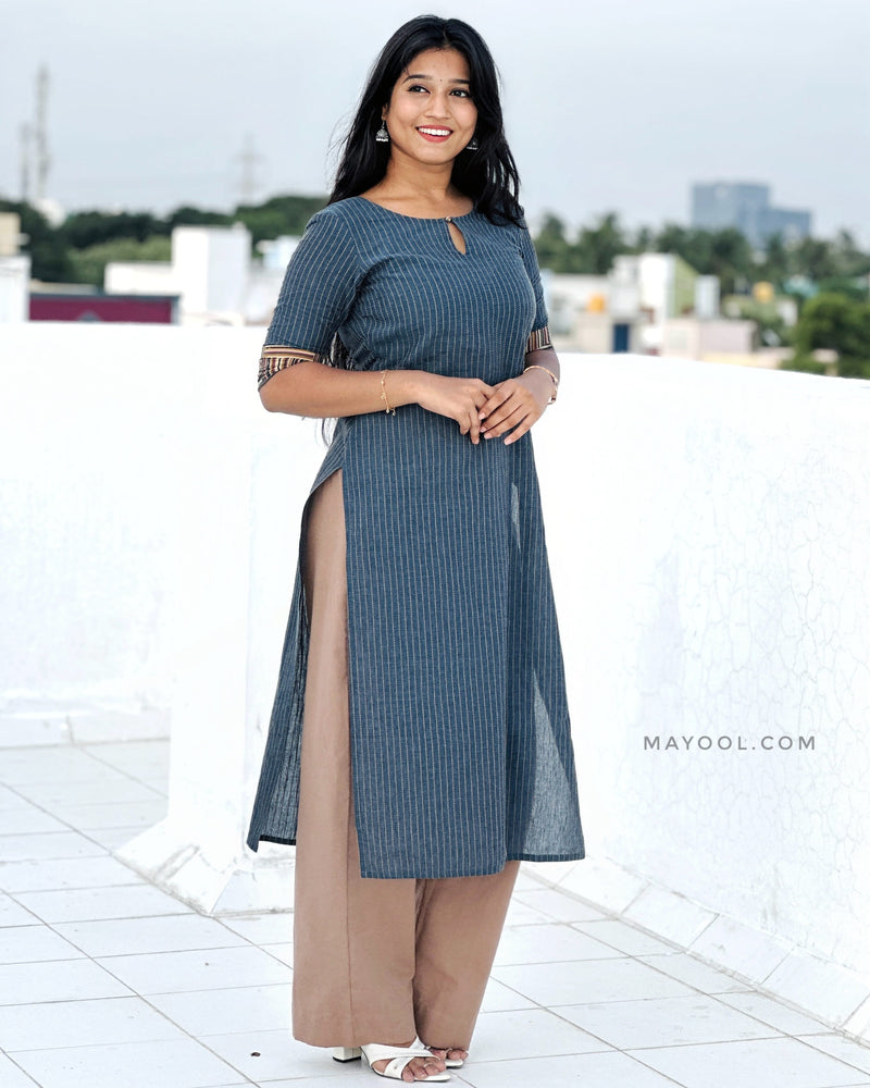 Symphony Blue Stripe Cotton Kurta