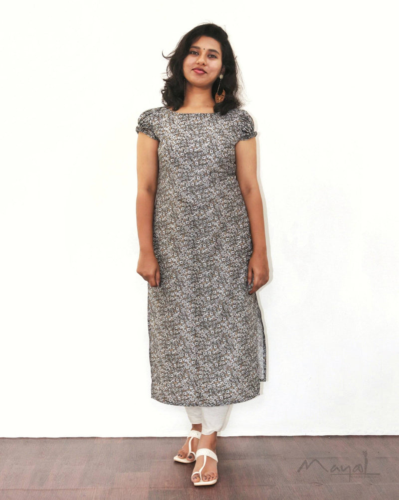 Smoke Green Floral Printed Kurta
