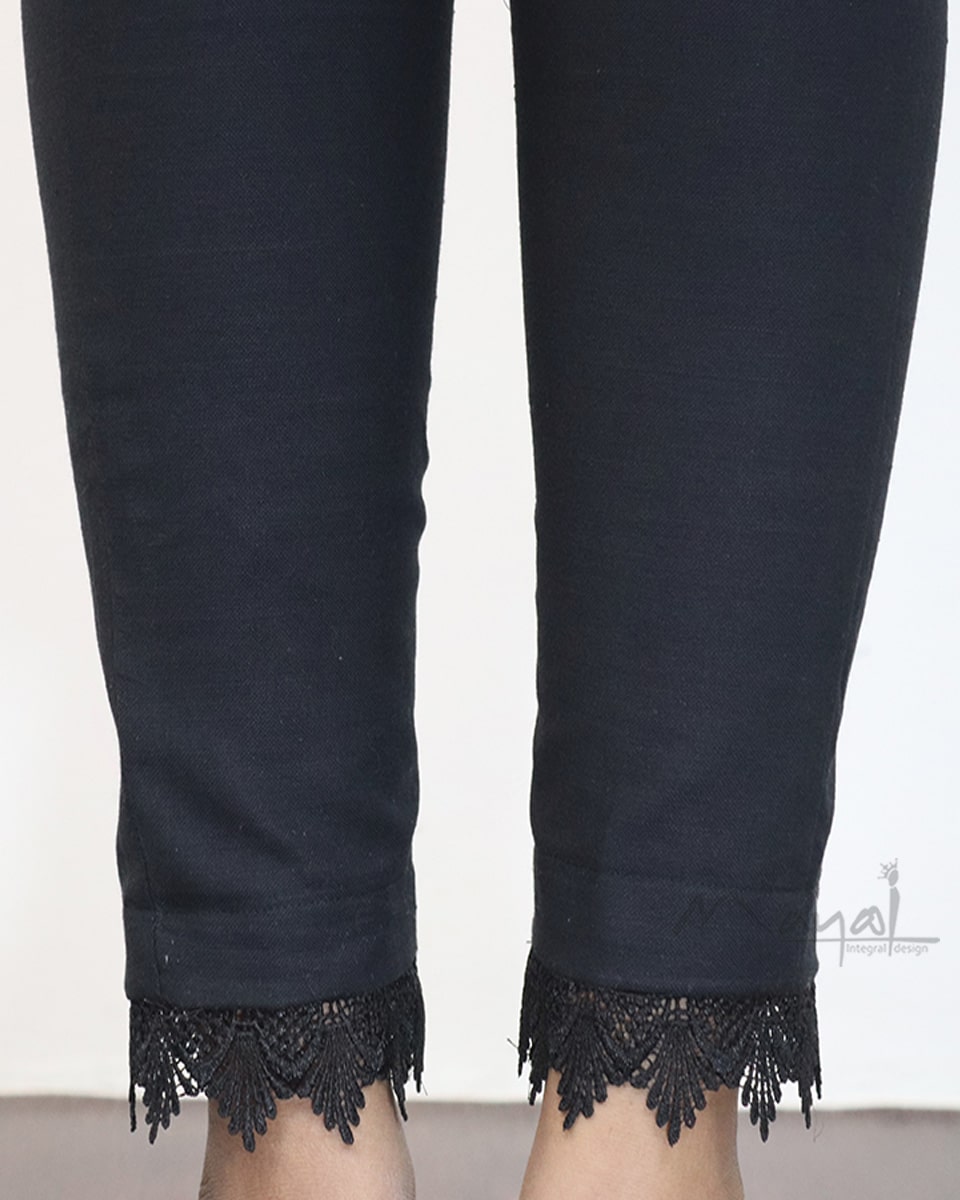 Black Lace Work Formal Fit Pant