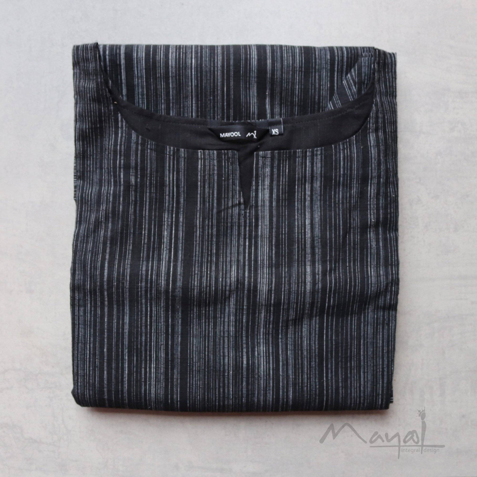 Black Stripe Cotton Kurta