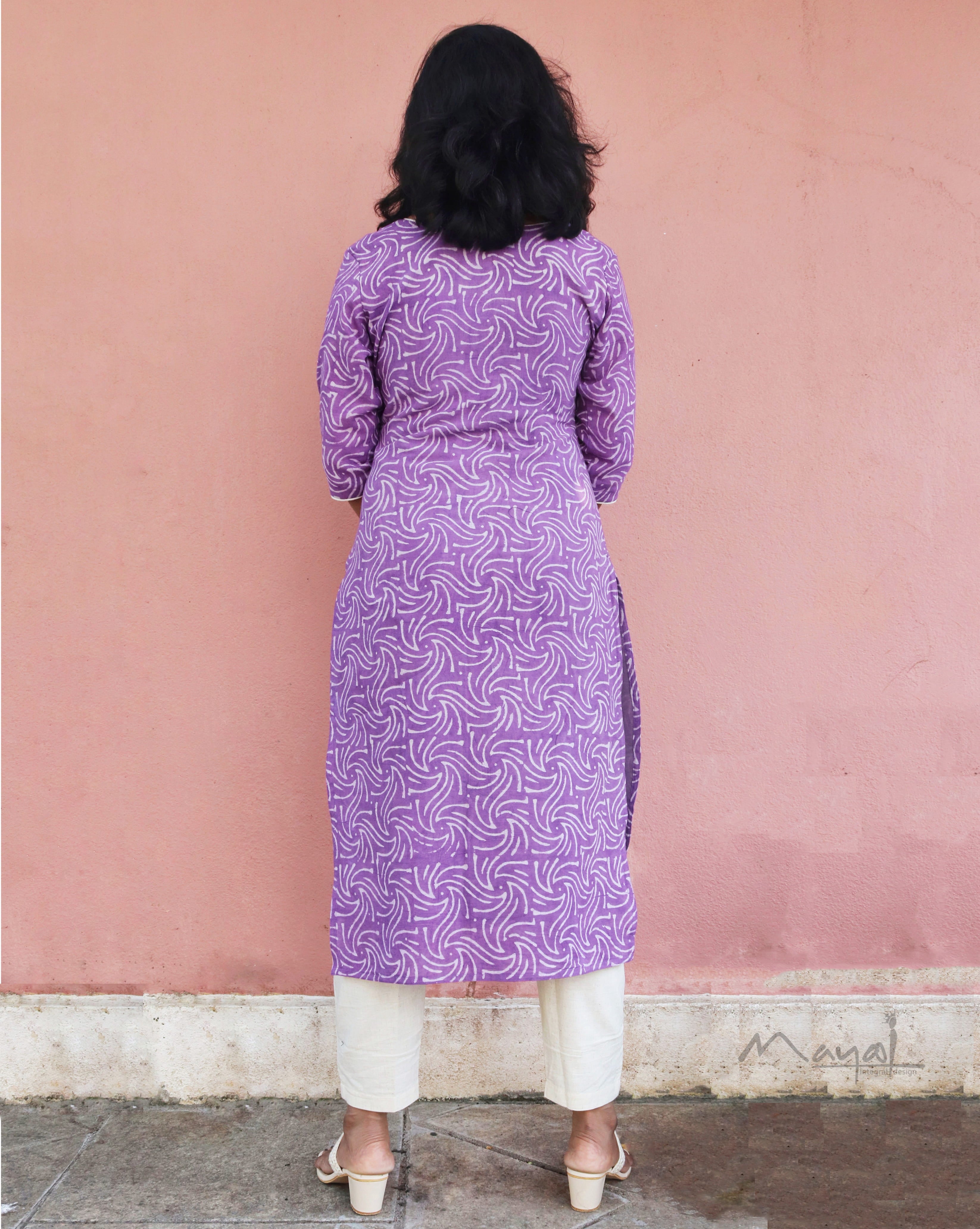Lavender Printed Cotton Kurta