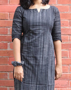 Black Stripe Cotton Kurta