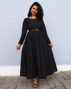 Plain Black Cotton Twirl Dresses