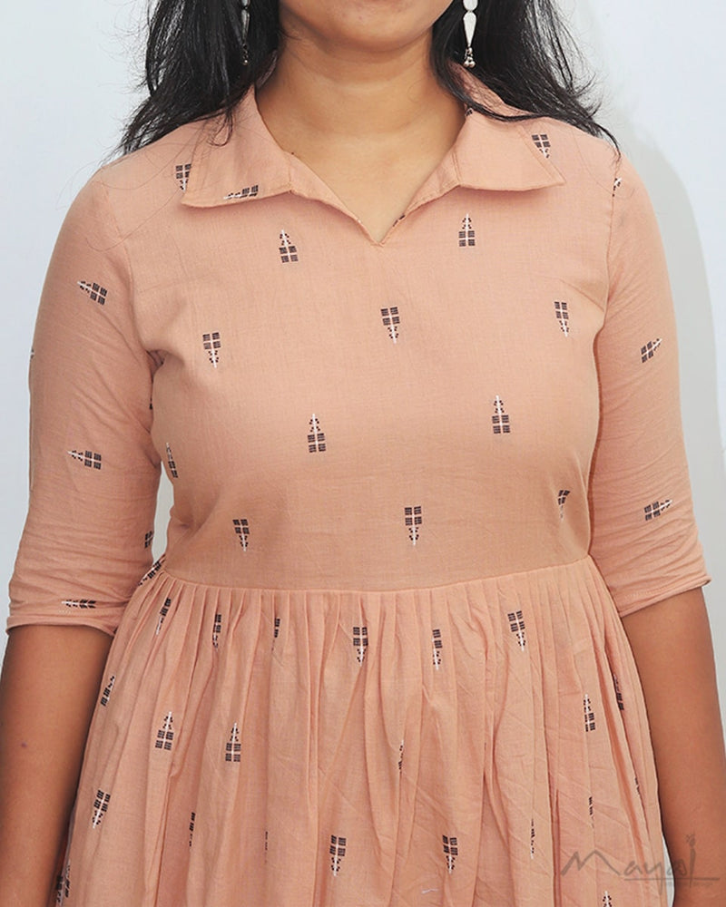 Naive Peach Fit & Flare Dresses
