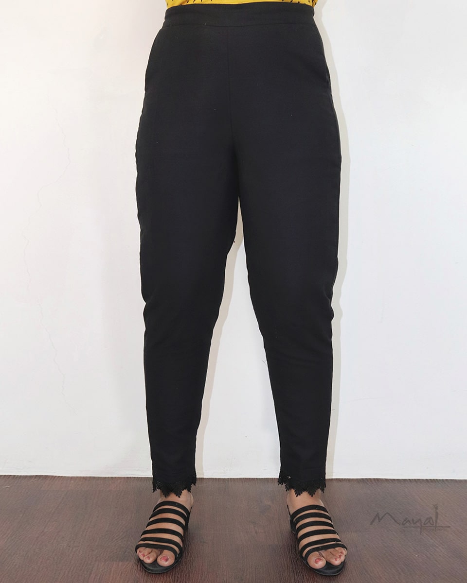 Black Lace Work Formal Fit Pant