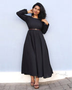 Plain Black Cotton Twirl Dresses