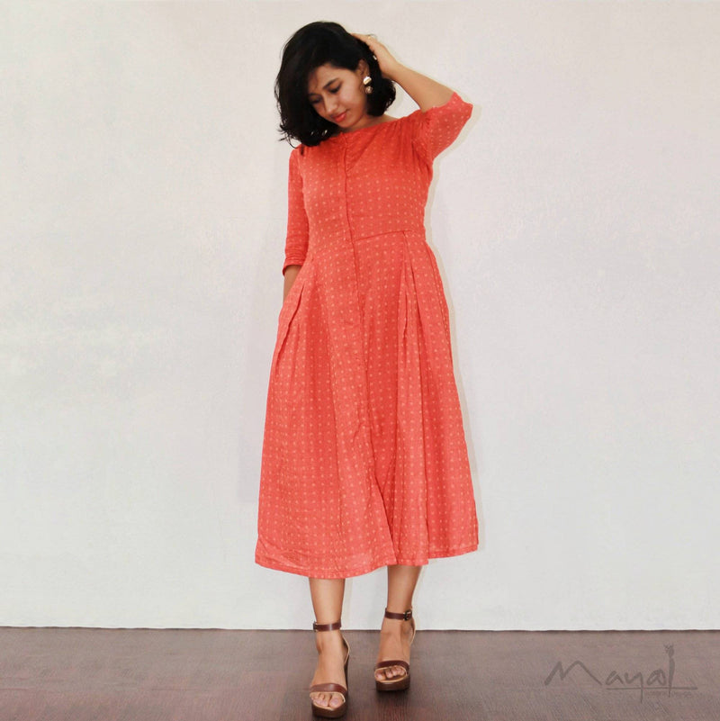 Coral Orange Cotton Dresses