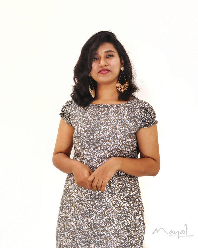 Smoke Green Floral Printed Kurta