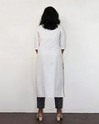 White Textured Cotton Kurta