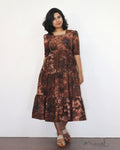 Brown Tie And Dye Flare Dresses