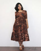 Brown Tie And Dye Flare Dresses