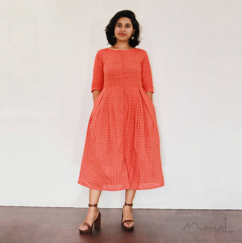 Coral Orange Cotton Dresses