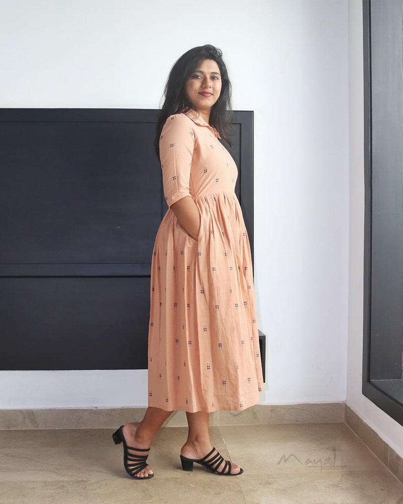 Naive Peach Fit & Flare Dresses