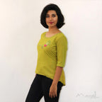 Lemon Green Minimal Embroidery Short Top
