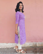 Lavender Printed Cotton Kurta