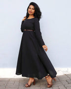 Plain Black Cotton Twirl Dresses