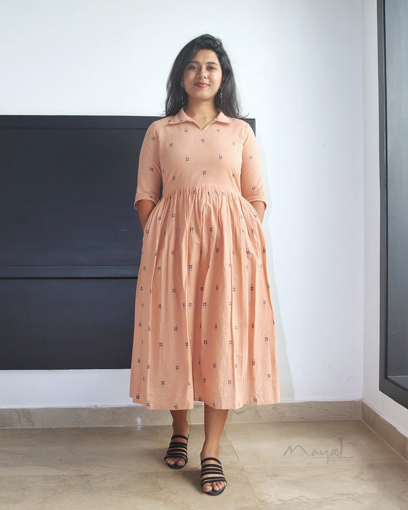 Naive Peach Fit & Flare Dresses