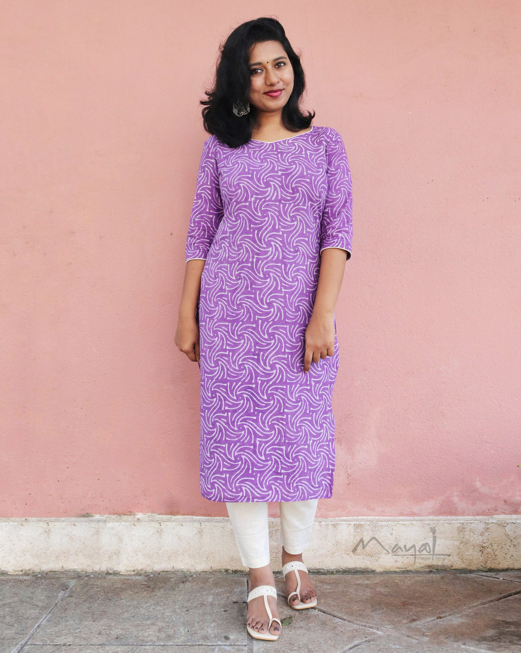Lavender Printed Cotton Kurta