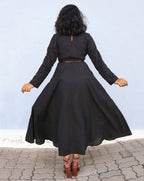 Plain Black Cotton Twirl Dresses