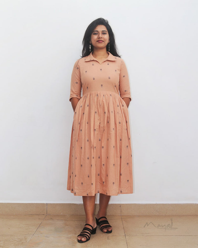 Naive Peach Fit & Flare Dresses