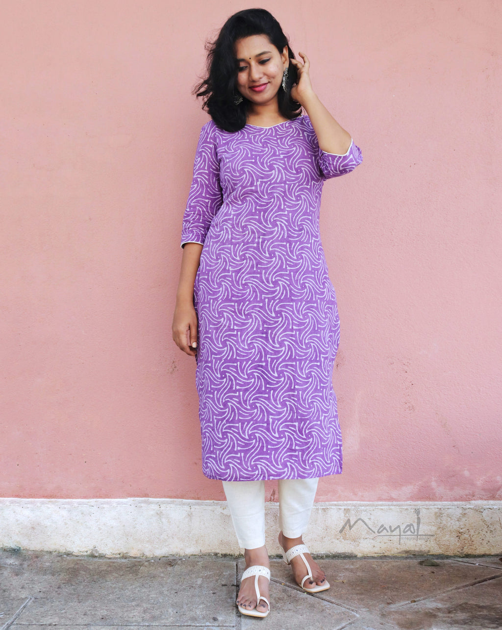 Lavender Printed Cotton Kurta