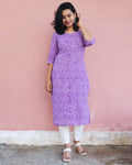 Lavender Printed Cotton Kurta