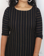 Black Triangle Self Design Jacquard Cotton Kurta