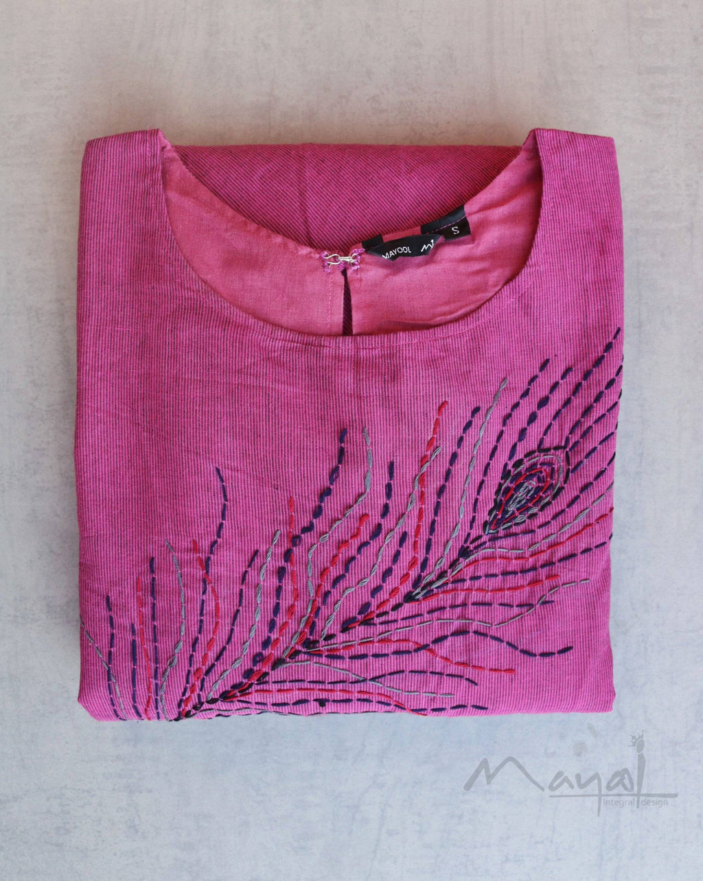 Magenta Pink Cotton Twirl Dresses with Hand Embroidery