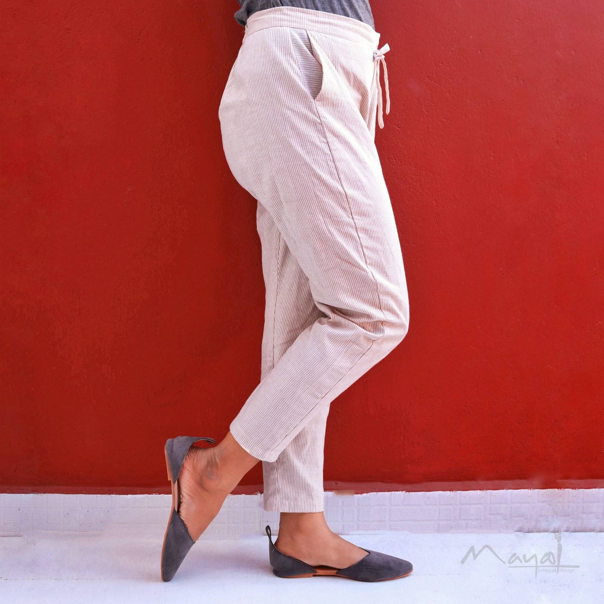 Halfwhite Stripe Cotton Formal Fit Pant