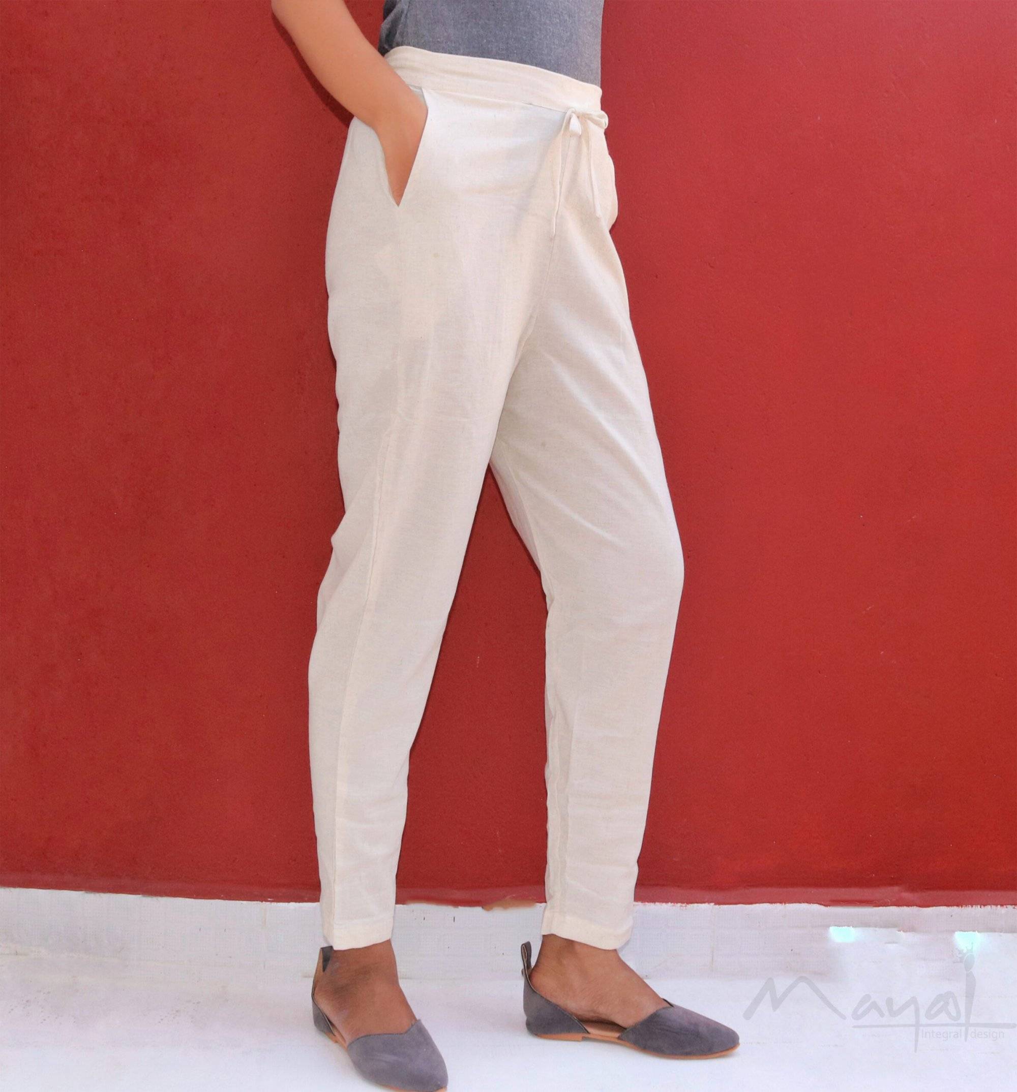 Halfwhite Textured Cotton Formal Fit Pant