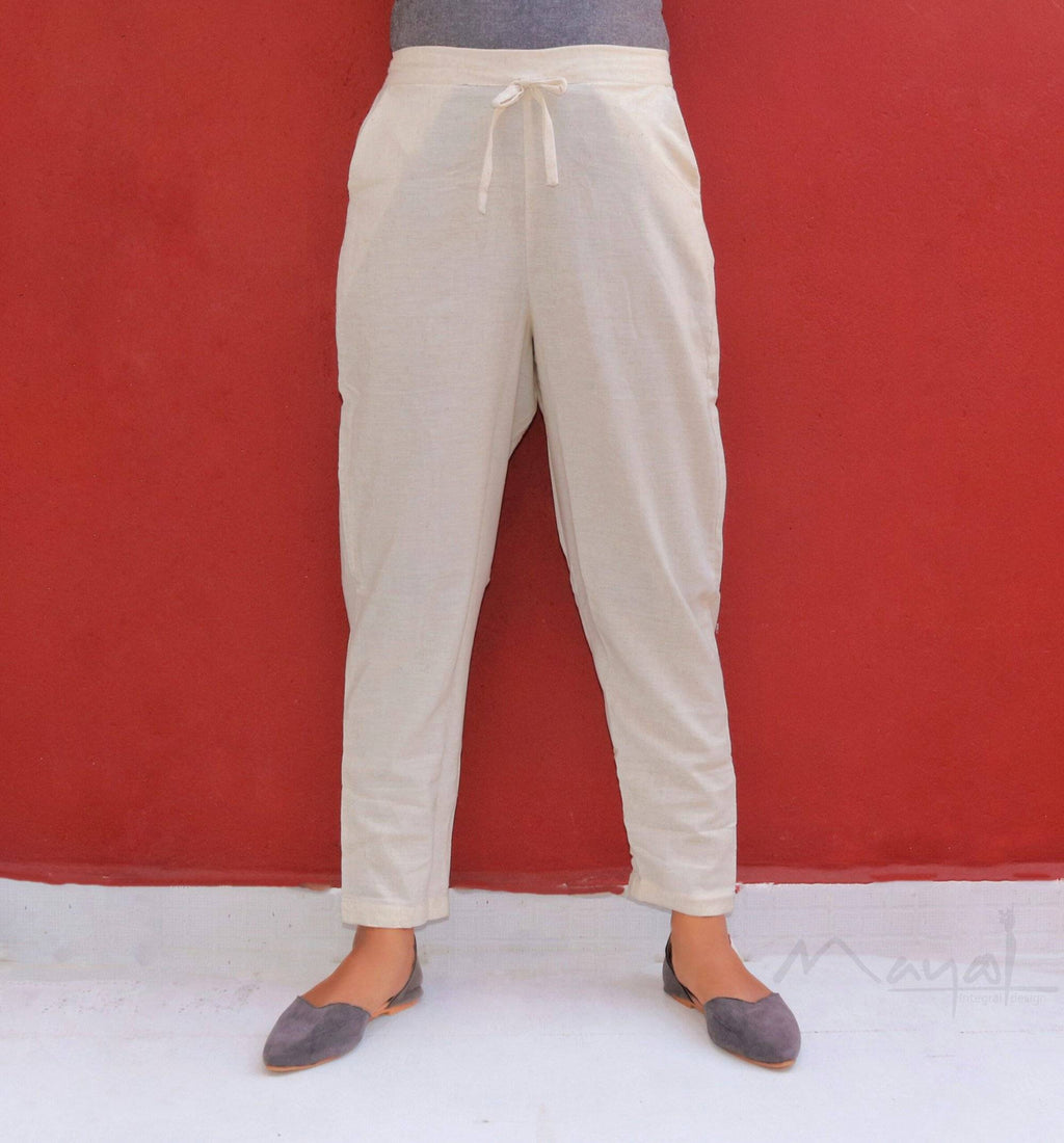 Halfwhite Textured Cotton Formal Fit Pant