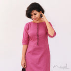 Magenta Pink Kurta With Minimal Embroidery