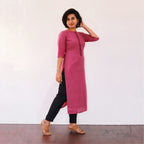 Magenta Pink Kurta With Minimal Embroidery