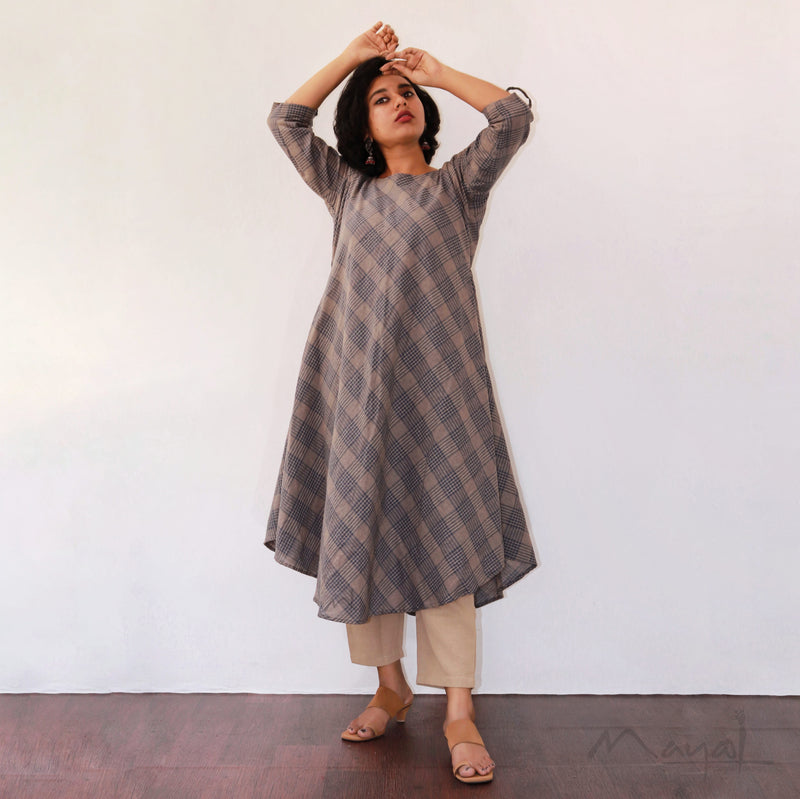 Tan Slate Grey Asymmetrical Dresses