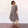 Tan Slate Grey Asymmetrical Dresses With Pant
